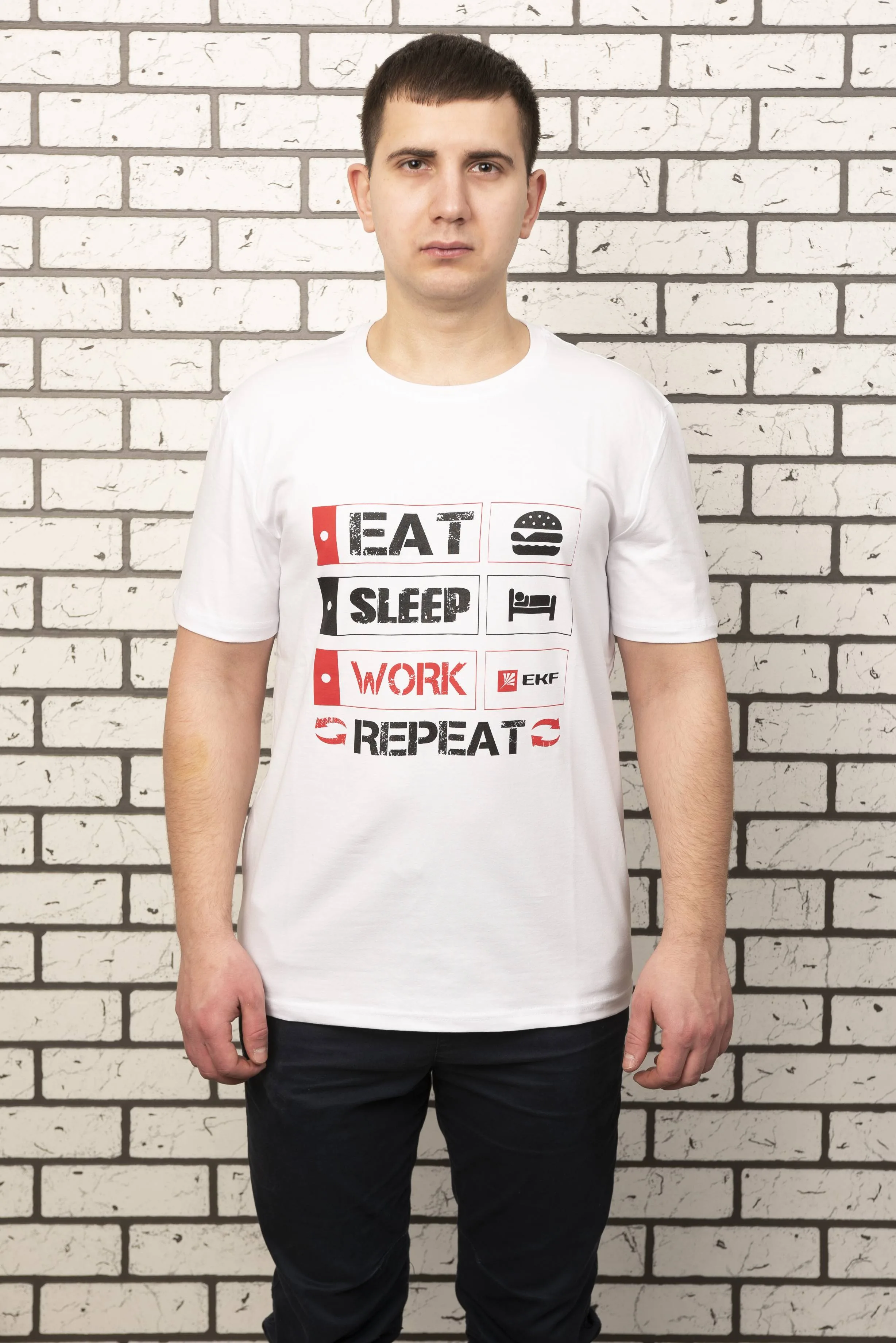 Футболка белая EAT, SLEEP, WORK M Футболка белая EAT, SLEEP, WORK M