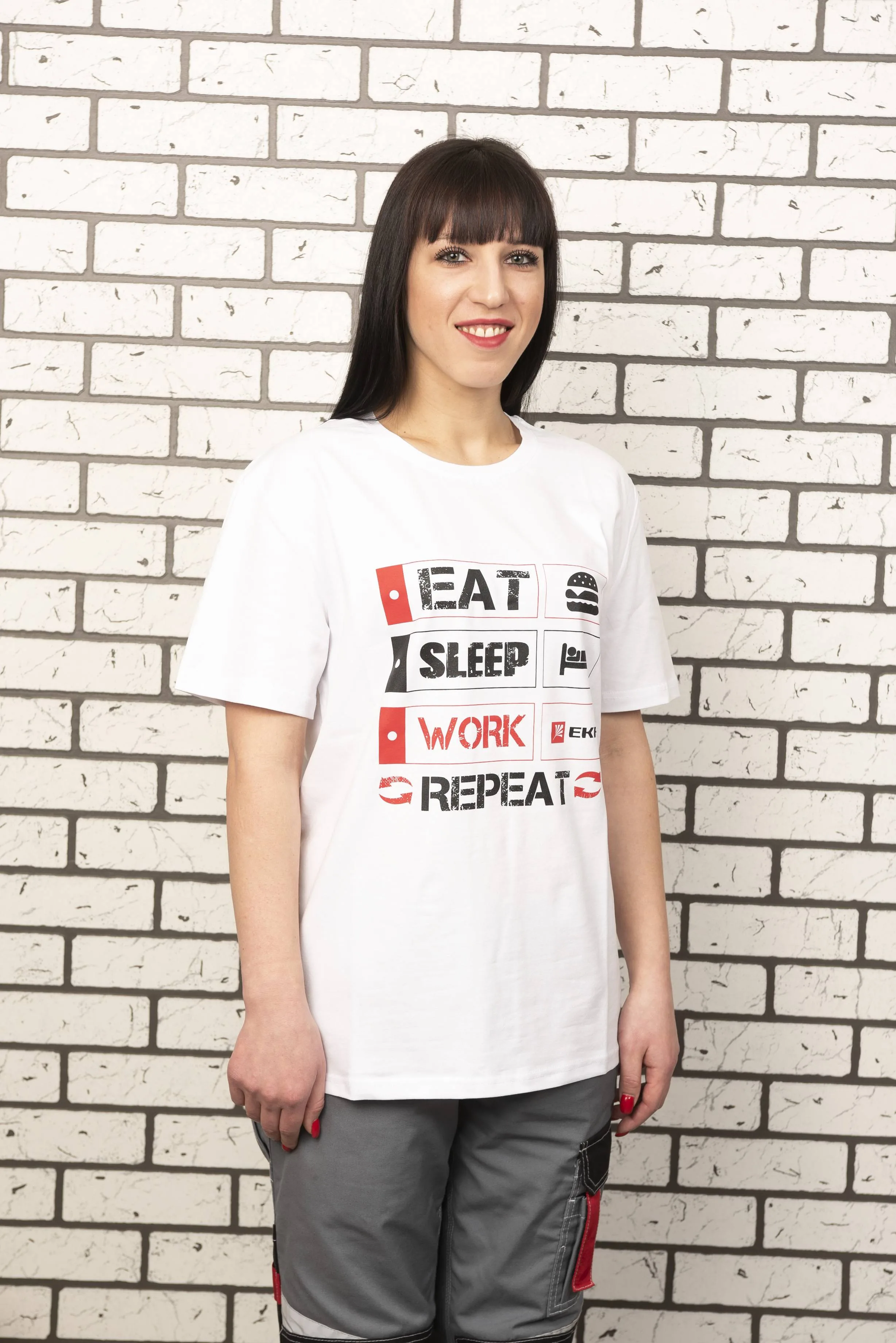 Футболка белая EAT, SLEEP, WORK XXL Футболка белая EAT, SLEEP, WORK XXL