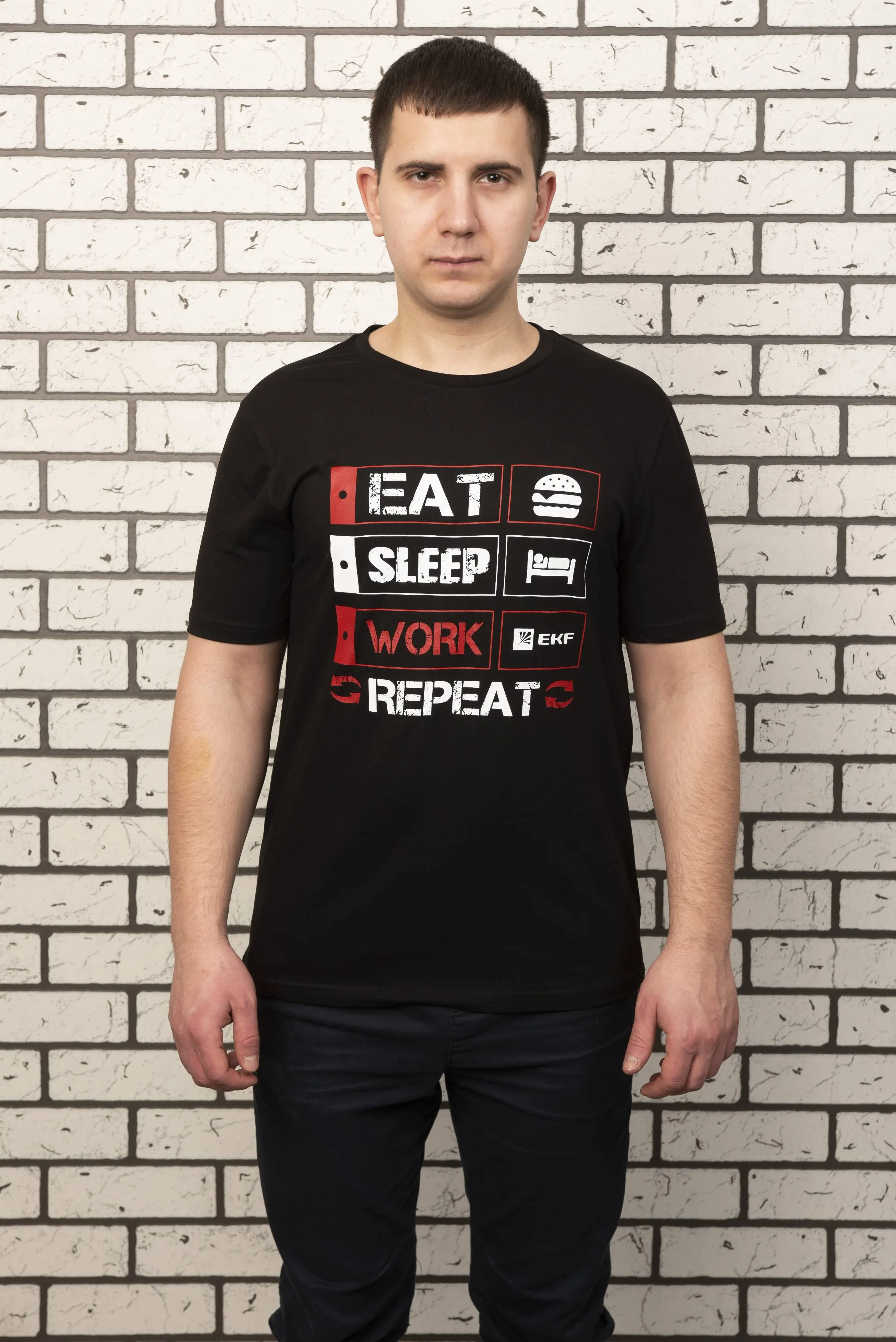 Футболка черная EAT, SLEEP, WORK M Футболка черная EAT, SLEEP, WORK M