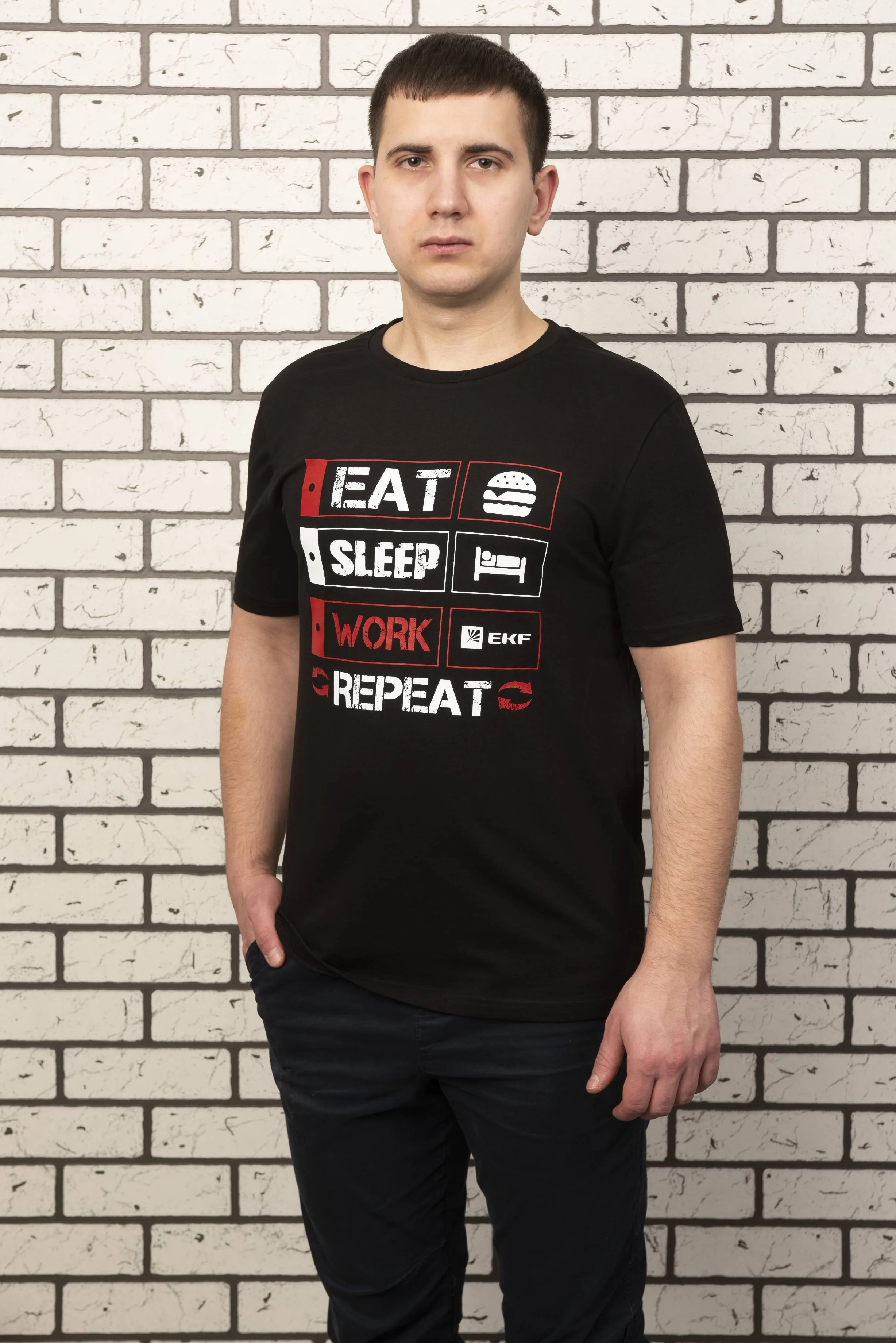 Футболка черная EAT, SLEEP, WORK M Футболка черная EAT, SLEEP, WORK M