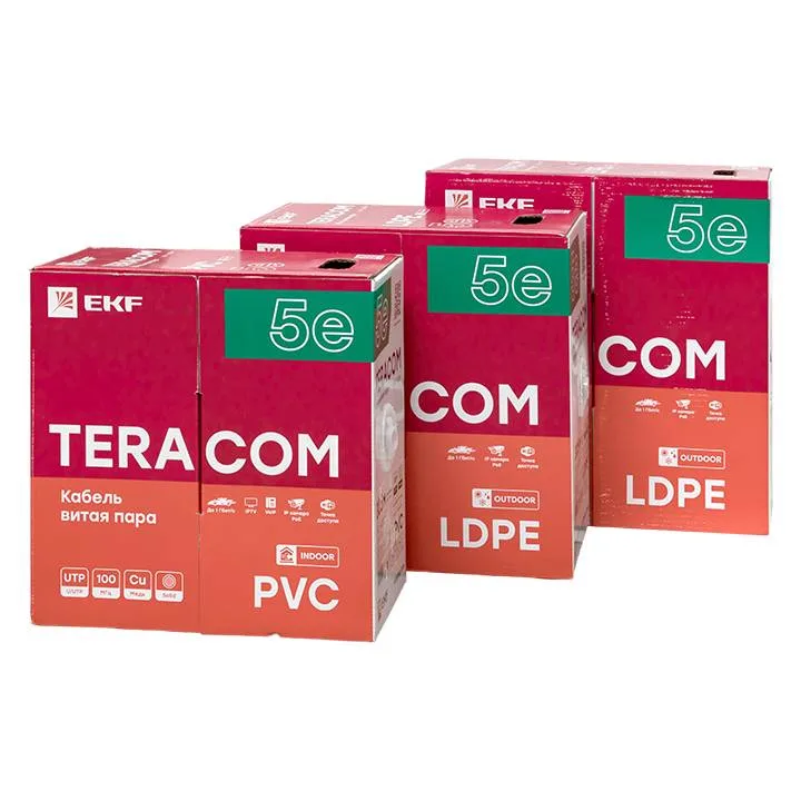 Кабель витая пара TERACOM Cat.5E U/UTP 4 пары solid оболочка PVC цвет серый (упак. 305м) Кабель витая пара TERACOM Cat.5E U/UTP 4 пары solid оболочка PVC цвет серый (упак. 305м)