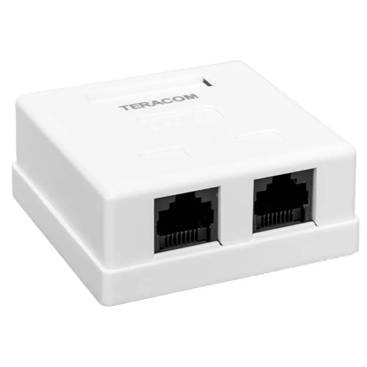 Розетка настенная TERACOM Cat.5E неэкранированная 2 порта RJ-45 Dual IDC белая Розетка настенная TERACOM Cat.5E неэкранированная 2 порта RJ-45 Dual IDC белая