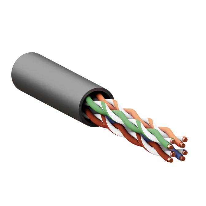 Кабель витая пара TERACOM PRO Cat.5E U/UTP 4 пары solid внешний 24AWG оболочка LDPE цвет черный (упак. 305м)