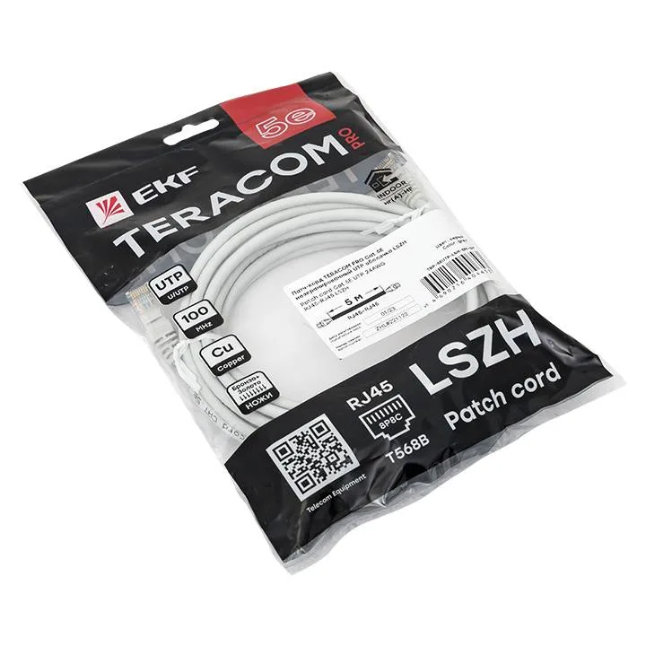 Патч-корд TERACOM PRO Cat.5E неэкранированный UTP оболочка LSZH серый (5,0м) Патч-корд TERACOM PRO Cat.5E неэкранированный UTP оболочка LSZH серый (5,0м)