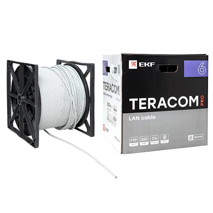 Кабель витая пара TERACOM PRO Cat.6 F/UTP 4 пары solid 23AWG оболочка LSZH нг(А)-HF цвет серый (упак. 305м) Кабель витая пара TERACOM PRO Cat.6 F/UTP 4 пары solid 23AWG оболочка LSZH нг(А)-HF цвет серый (упак. 305м)