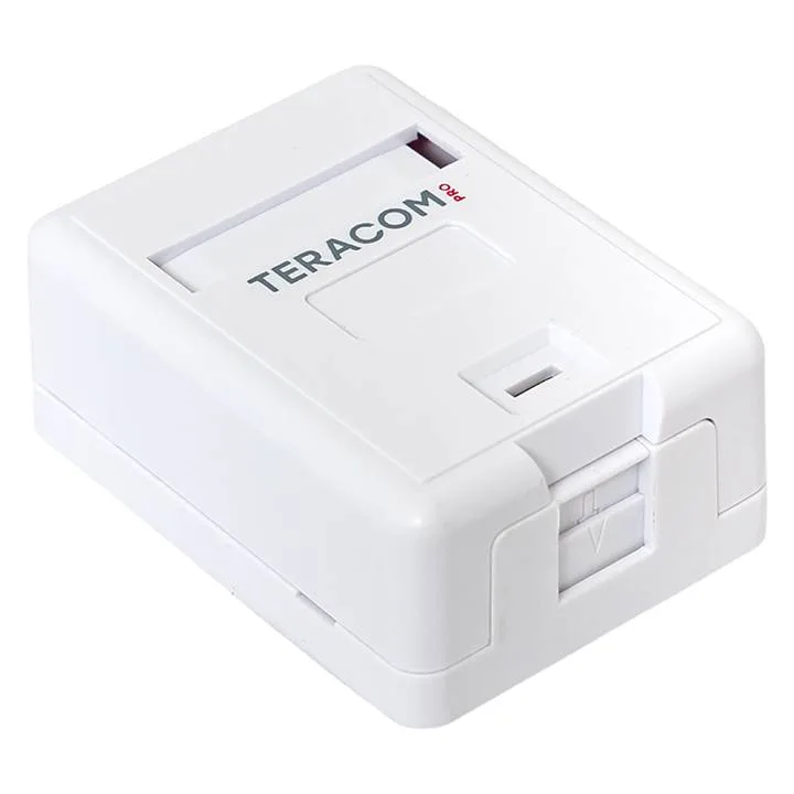 Корпус настенной розетки TERACOM PRO на 1 модуль Keystone со шторкой и маркером белый Корпус настенной розетки TERACOM PRO на 1 модуль Keystone со шторкой и маркером белый
