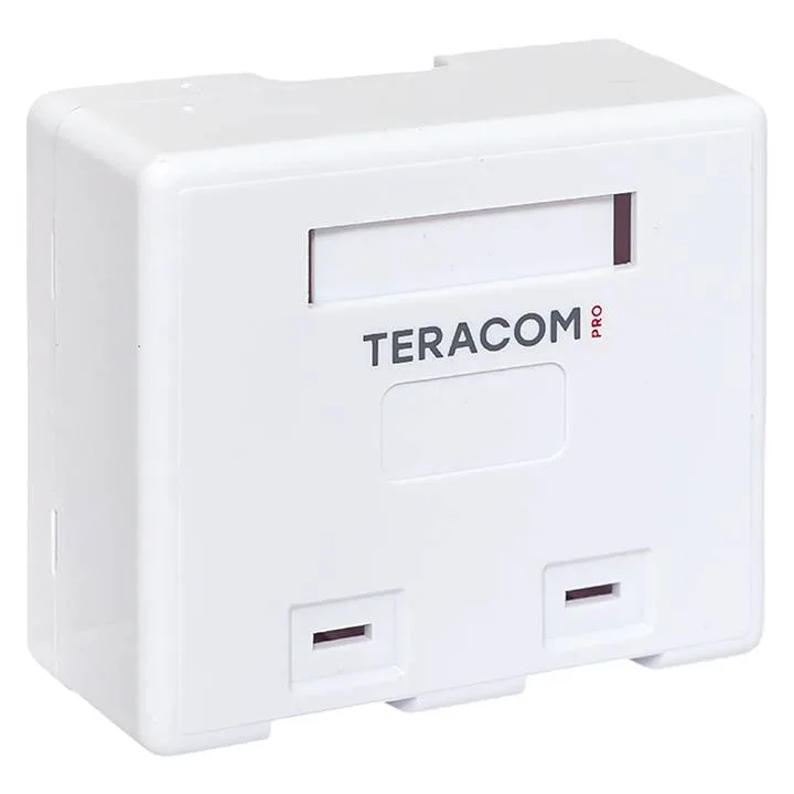 Корпус настенной розетки TERACOM PRO на 2 модуля Keystone со шторками и маркерами белый Корпус настенной розетки TERACOM PRO на 2 модуля Keystone со шторками и маркерами белый