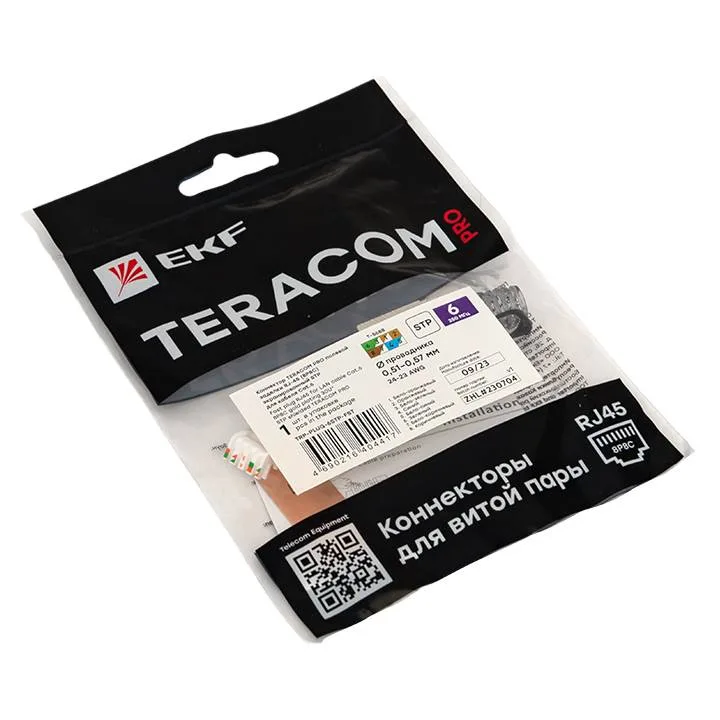 Коннектор TERACOM PRO полевой заделки RJ-45 (8P8C) экранированный STP для кабеля Cat.6 Коннектор TERACOM PRO полевой заделки RJ-45 (8P8C) экранированный STP для кабеля Cat.6
