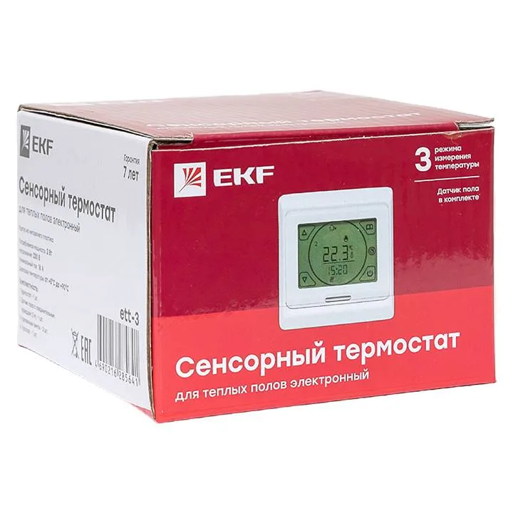 Сенсорный термостат для теплых полов электронный 16А 230В EKF Сенсорный термостат для теплых полов электронный 16А 230В EKF