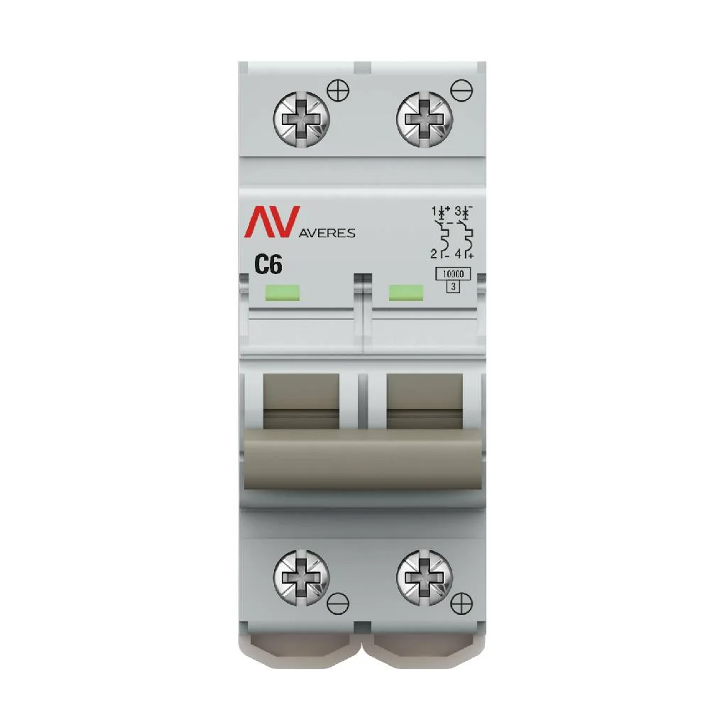Выключатель автоматический AV-10 DC 2P 6A (C) 10kA EKF AVERES Выключатель автоматический AV-10 DC 2P 6A (C) 10kA EKF AVERES