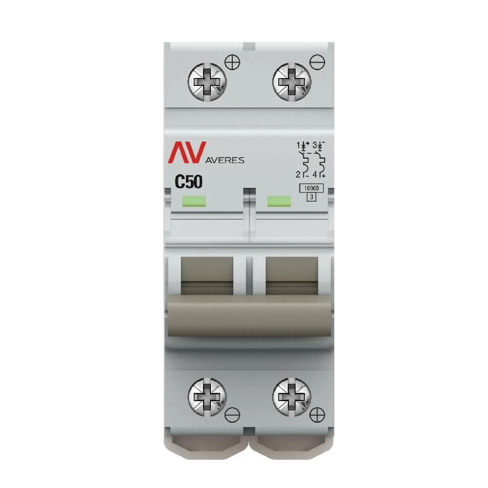 Выключатель автоматический AV-10 DC 2P 50A (C) 10kA EKF AVERES Выключатель автоматический AV-10 DC 2P 50A (C) 10kA EKF AVERES