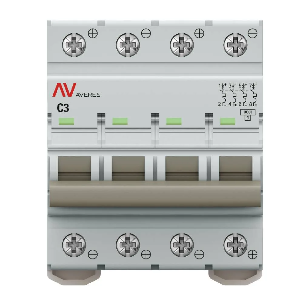 Выключатель автоматический AV-10 DC 4P 3A (C) 10kA EKF AVERES Выключатель автоматический AV-10 DC 4P 3A (C) 10kA EKF AVERES