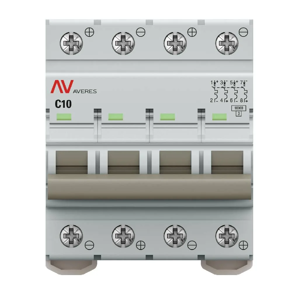 Выключатель автоматический AV-10 DC 4P 10A (C) 10kA EKF AVERES Выключатель автоматический AV-10 DC 4P 10A (C) 10kA EKF AVERES