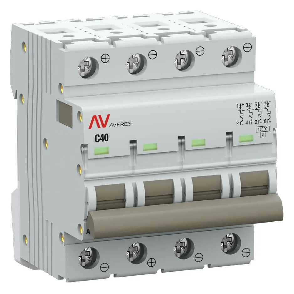 Выключатель автоматический AV-10 DC 4P 40A (C) 10kA EKF AVERES Выключатель автоматический AV-10 DC 4P 40A (C) 10kA EKF AVERES