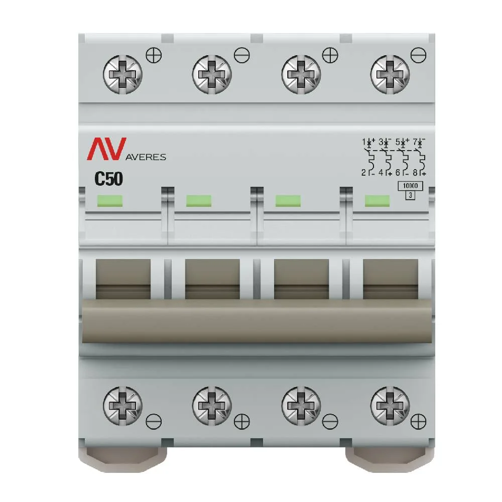 Выключатель автоматический AV-10 DC 4P 50A (C) 10kA EKF AVERES Выключатель автоматический AV-10 DC 4P 50A (C) 10kA EKF AVERES