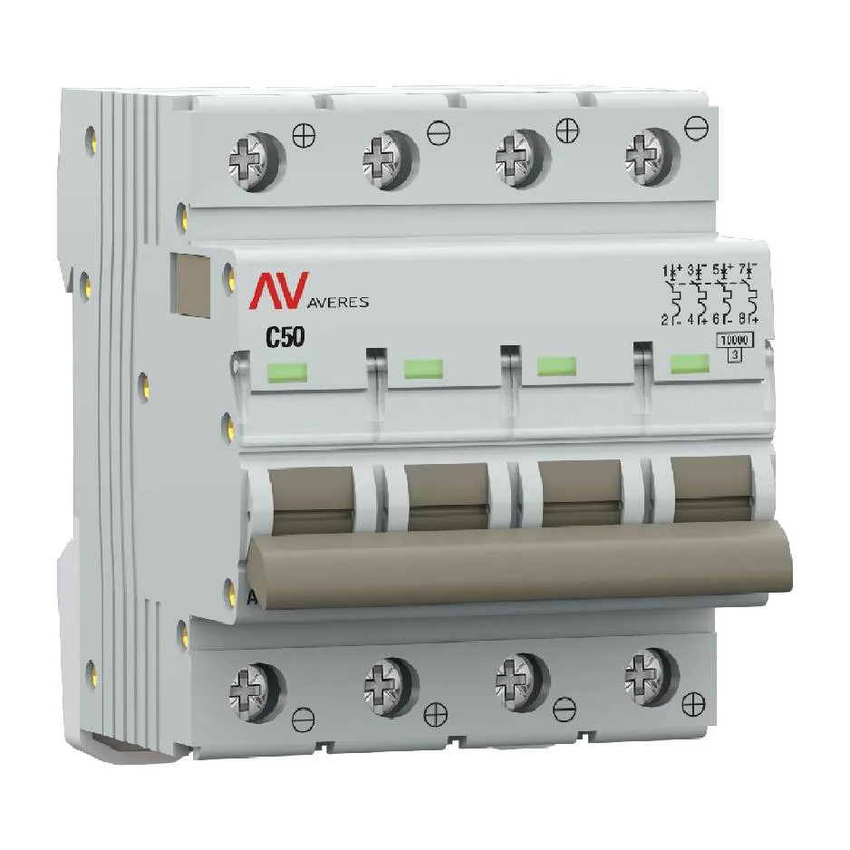 Выключатель автоматический AV-10 DC 4P 50A (C) 10kA EKF AVERES Выключатель автоматический AV-10 DC 4P 50A (C) 10kA EKF AVERES