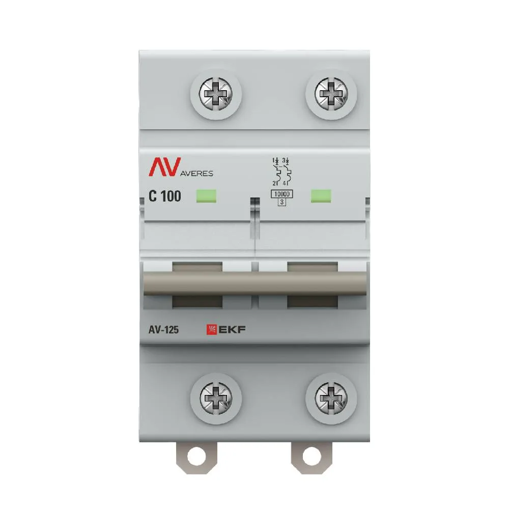 Выключатель автоматический AV-125 2P 100A (D) 10kA EKF AVERES Выключатель автоматический AV-125 2P 100A (D) 10kA EKF AVERES