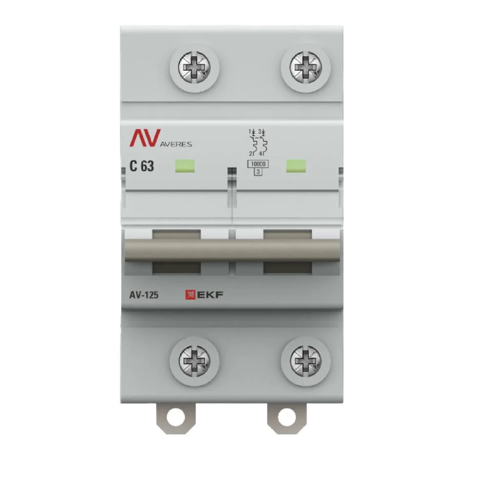 Выключатель автоматический AV-125 2P 63A (D) 10kA EKF AVERES Выключатель автоматический AV-125 2P 63A (D) 10kA EKF AVERES