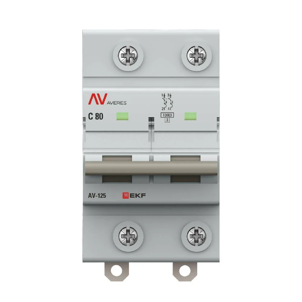 Выключатель автоматический AV-125 2P 80A (D) 10kA EKF AVERES Выключатель автоматический AV-125 2P 80A (D) 10kA EKF AVERES