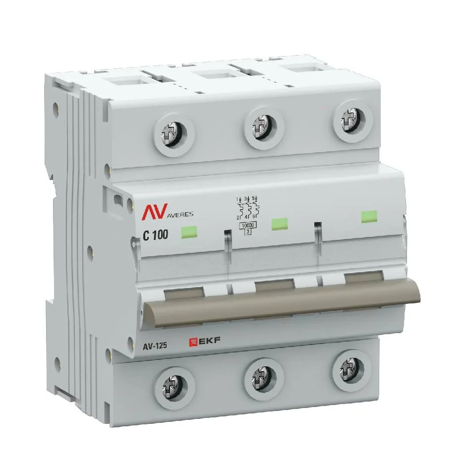 Выключатель автоматический AV-125 3P 100A (D) 10kA EKF AVERES Выключатель автоматический AV-125 3P 100A (D) 10kA EKF AVERES