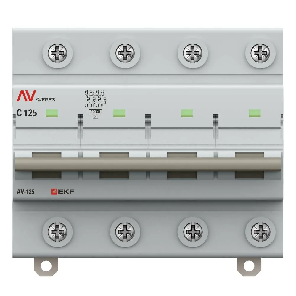Выключатель автоматический AV-125 4P 125A (C) 10kA EKF AVERES Выключатель автоматический AV-125 4P 125A (C) 10kA EKF AVERES