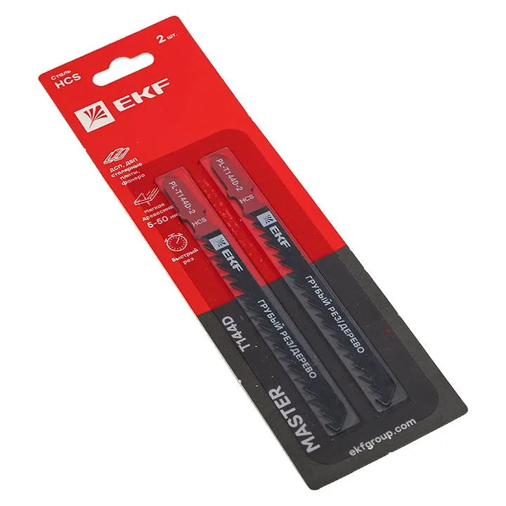 Пилки для электролобзика T144D (грубый рез по дереву и ДВП)(HCS)(2 шт) EKF Master Пилки для электролобзика T144D (грубый рез по дереву и ДВП)(HCS)(2 шт) EKF Master
