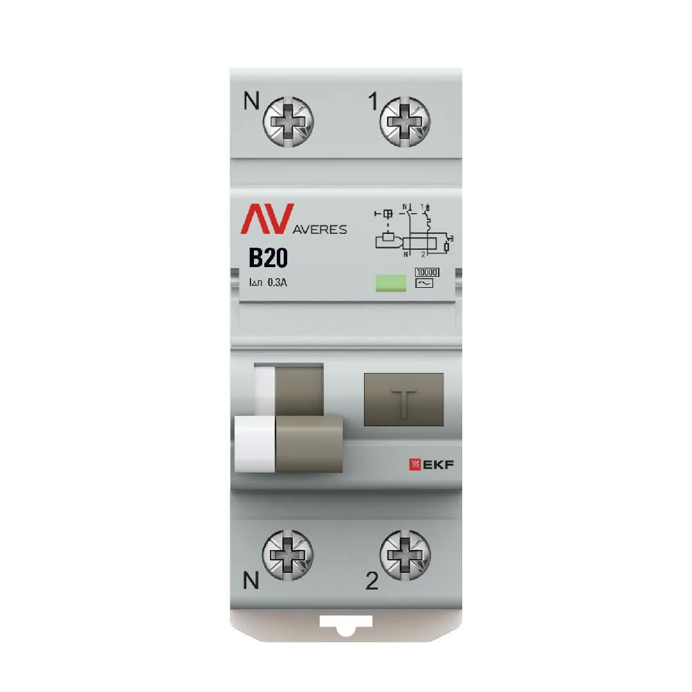 Дифференциальный автомат DVA-10 1P+N 20А (B) 300мА (AC) 10кА EKF AVERES Дифференциальный автомат DVA-10 1P+N 20А (B) 300мА (AC) 10кА EKF AVERES