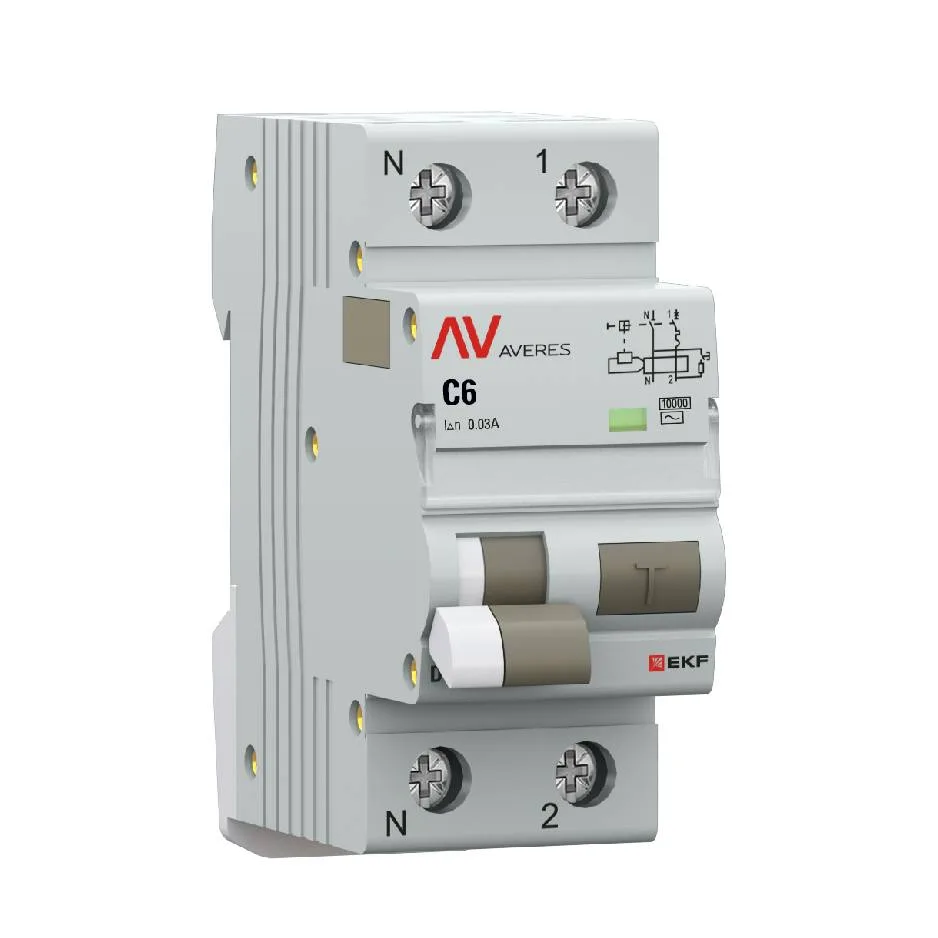 Дифференциальный автомат DVA-10 1P+N 6А (C) 30мА (AC) 10кА EKF AVERES Дифференциальный автомат DVA-10 1P+N 6А (C) 30мА (AC) 10кА EKF AVERES