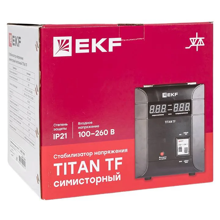Стабилизатор напряжения электронный напольного исполнения TITAN -TF-5000 EKF Стабилизатор напряжения электронный напольного исполнения TITAN -TF-5000 EKF