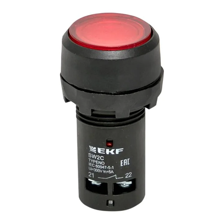 Кнопка SW2C-10D с подсветкой красная NC 230В EKF PROxima Кнопка SW2C-10D с подсветкой красная NC 230В EKF PROxima