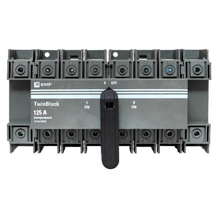 Рубильник 125A 4P реверсивный c рукояткой для прямой установки TwinBlock EKF Рубильник 125A 4P реверсивный c рукояткой для прямой установки TwinBlock EKF