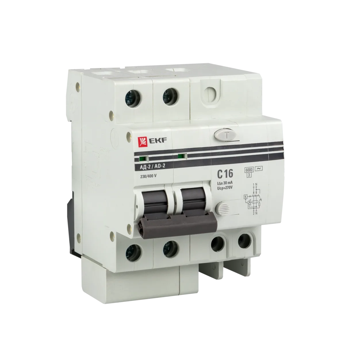 Дифференциальный автомат АД-2 S 50А/100мА (хар. C, AC, электронный) 6кА EKF PROxima