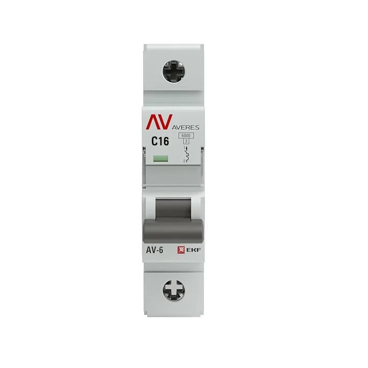 Выключатель автоматический AV-6 1P 16A (C) 6kA EKF AVERES mcb6-1-16C-av Выключатель автоматический AV-6 1P 16A (C) 6kA EKF AVERES mcb6-1-16C-av