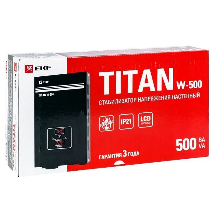 Стабилизатор напряжения настенный TITAN W-500 EKF PROxima Стабилизатор напряжения настенный TITAN W-500 EKF PROxima