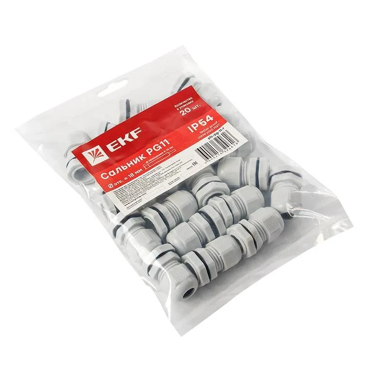 Сальник PG11 IP54 (20 шт) d отв. 19 мм / d провод. 5-10 мм EKF PROxima Сальник PG11 IP54 (20 шт) d отв. 19 мм / d провод. 5-10 мм EKF PROxima