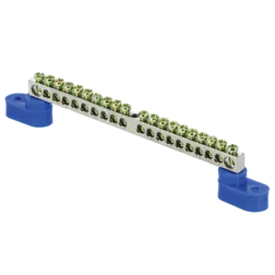 Шина 0 N (6x9мм) 20 отв. цинк 2 синих угловых изолятора EKF PROxima