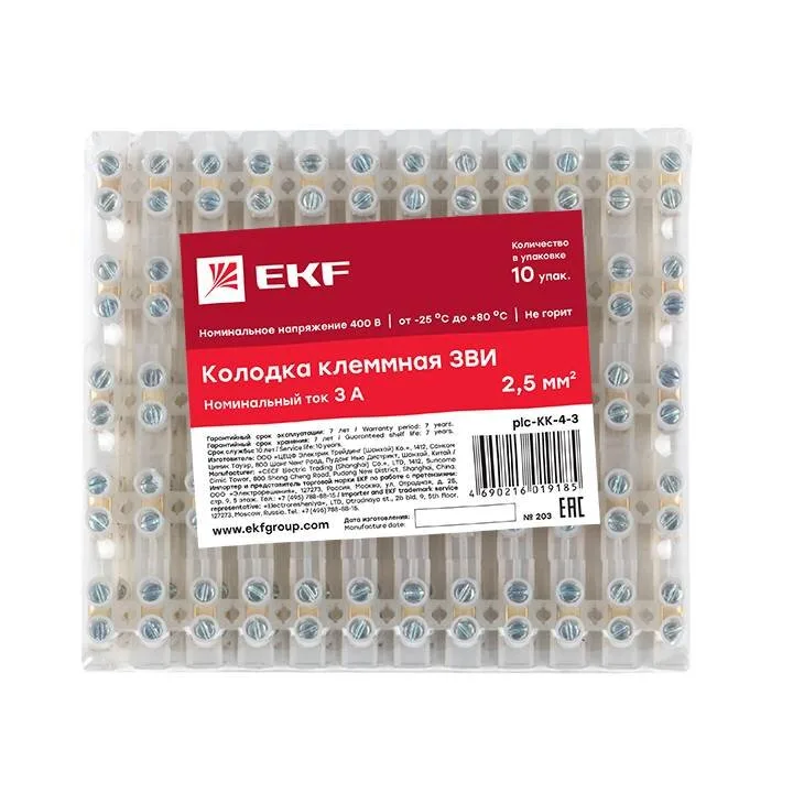 Колодка клеммная (4мм) 3А (10шт.) EKF PROxima Колодка клеммная (4мм) 3А (10шт.) EKF PROxima