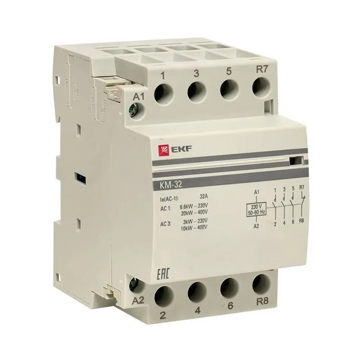 Контактор модульный КМ 32А 3NО+NC (3 мод.) EKF PROxima Контактор модульный КМ 32А 3NО+NC (3 мод.) EKF PROxima