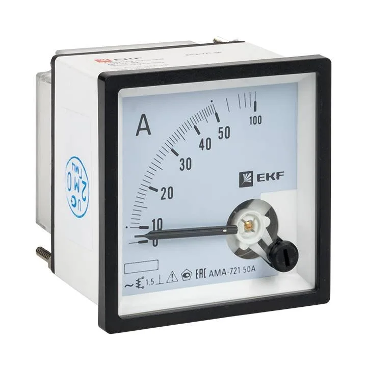 Амперметр AMA-721 аналоговый на панель (72х72) квадратный вырез 50А прямое подкл. EKF