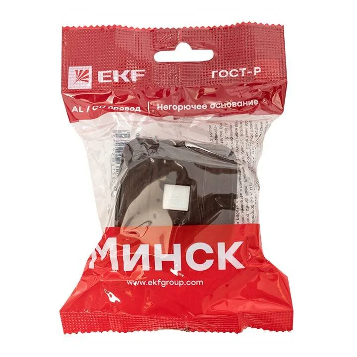 Розетка RJ-45 1-местная ОП Минск, 1А, 120В, тёмное дерево EKF Розетка RJ-45 1-местная ОП Минск, 1А, 120В, тёмное дерево EKF