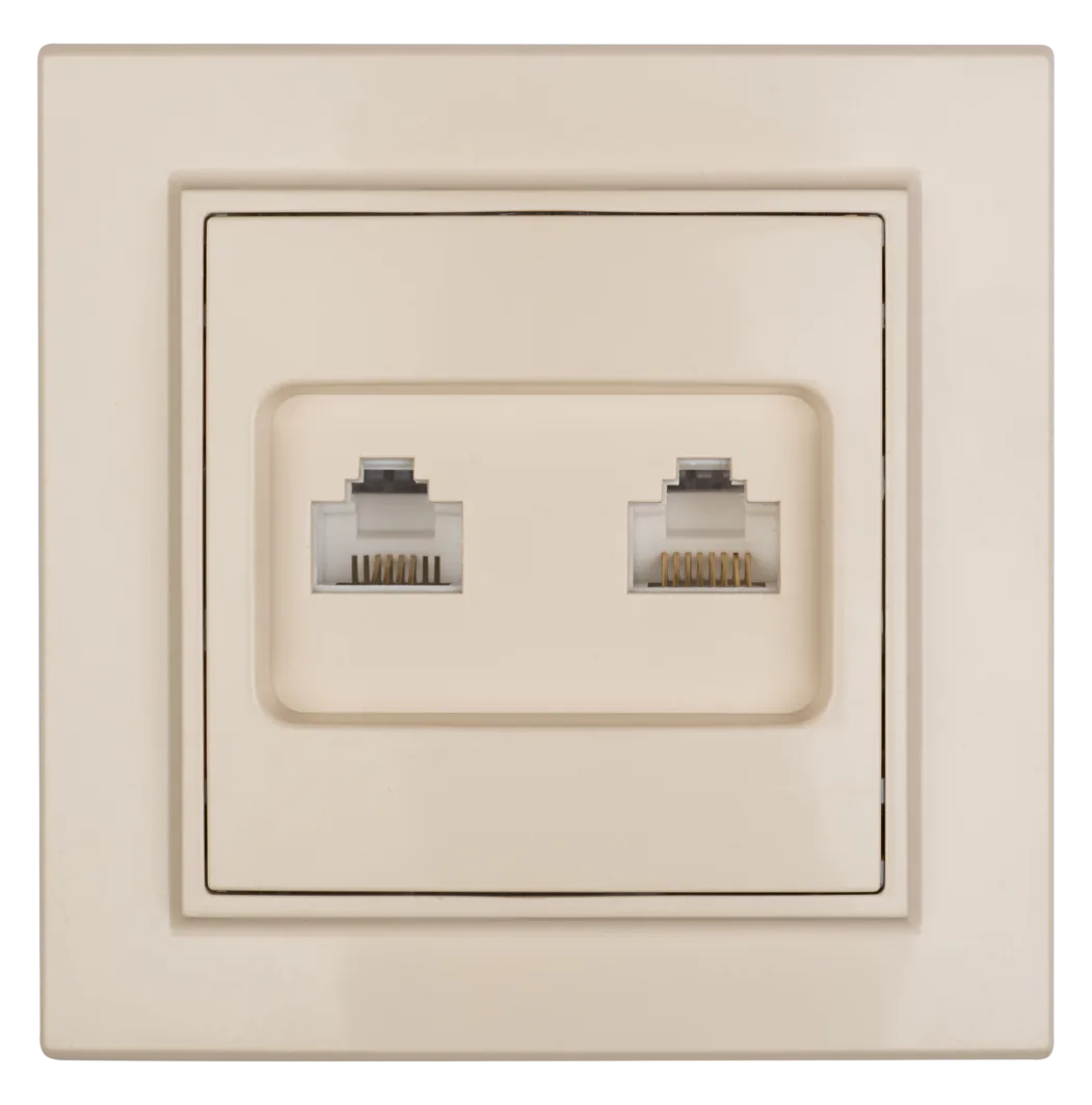 Минск Розетка RJ-45 2-местная СП бежевая EKF Минск Розетка RJ-45 2-местная СП бежевая EKF