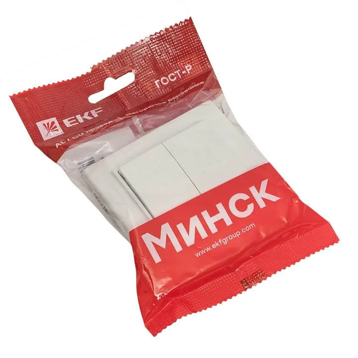 Минск Выключатель 2-клавишный СП,10А, белый EKF Basic Минск Выключатель 2-клавишный СП,10А, белый EKF Basic