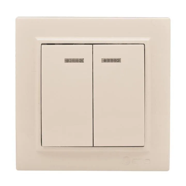 Выключатель 2-кл. СП, Минск, с индикатором 10А, бежевый EKF