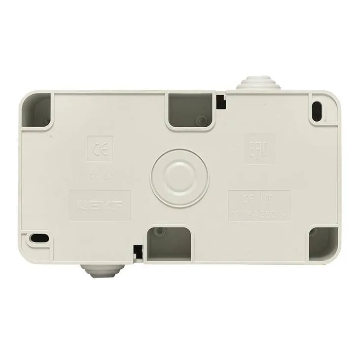 Блок розетка-розетка 16А с/з с крышкой IP44 белая Прага EKF PROxima