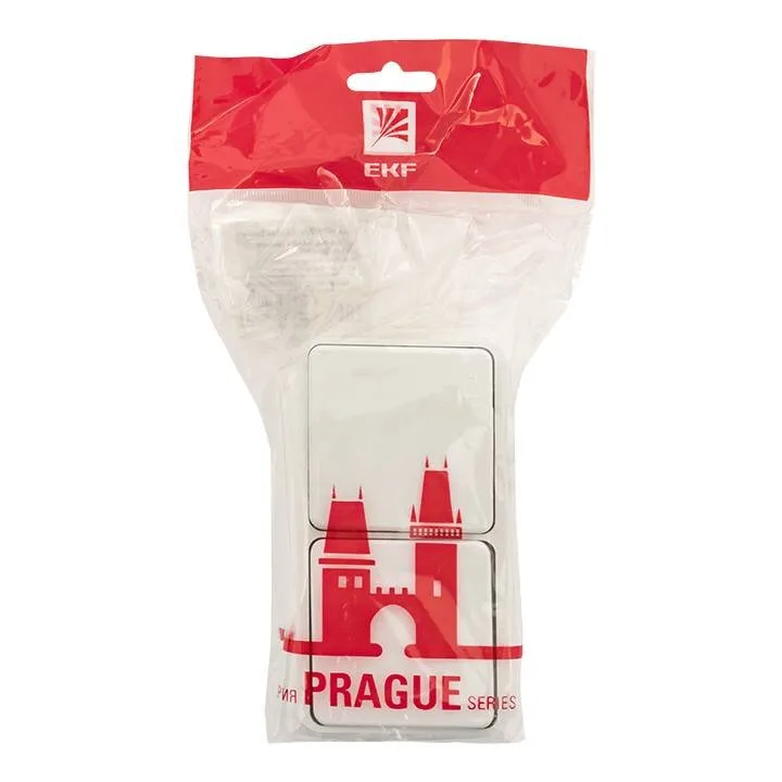 Блок розетка-розетка 16А с/з с крышкой IP44 белая Прага EKF PROxima