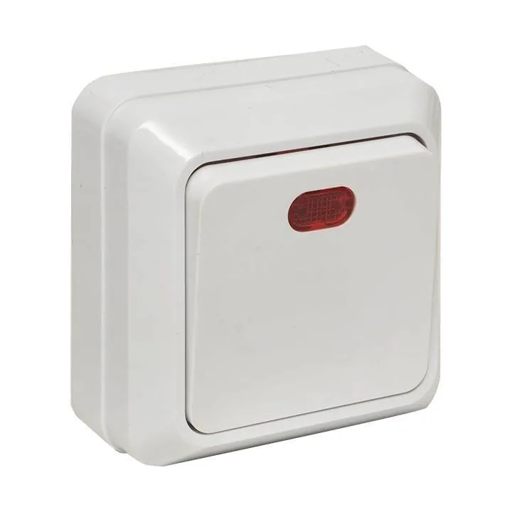 Рим Выключатель 1-клавишный с индикатором 10А белый EKF
