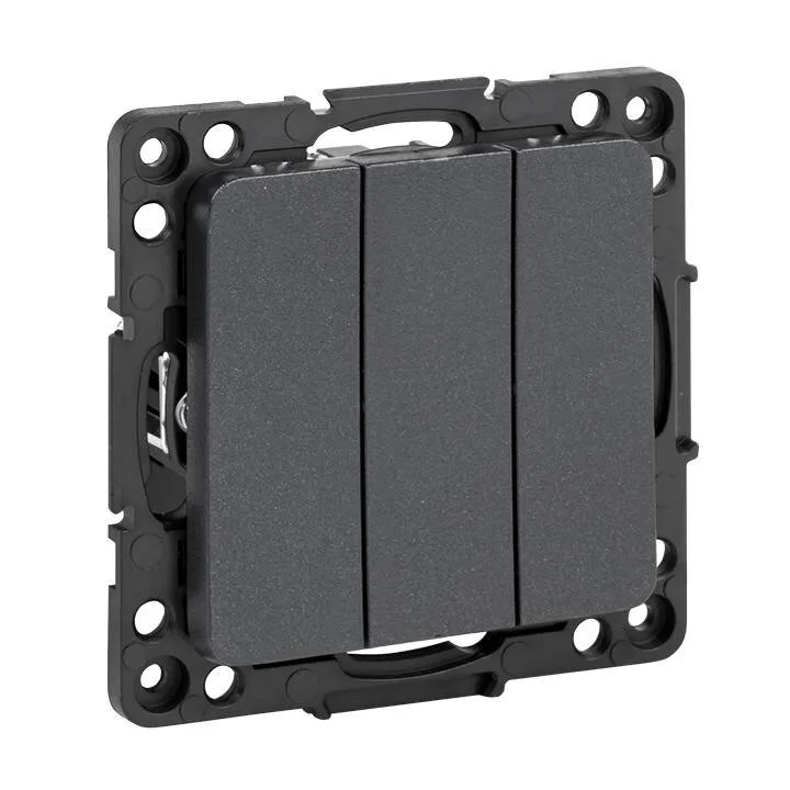 Стокгольм Механизм Выключателя 3-кл. 10А черный EKF PROxima