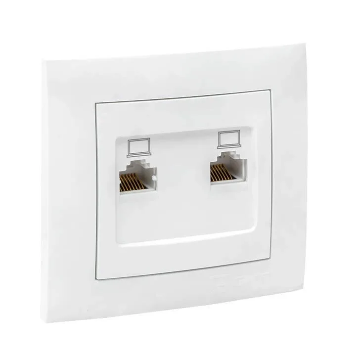Валенсия розетка компьютерная RJ-45 2-местная белая EKF PROxima