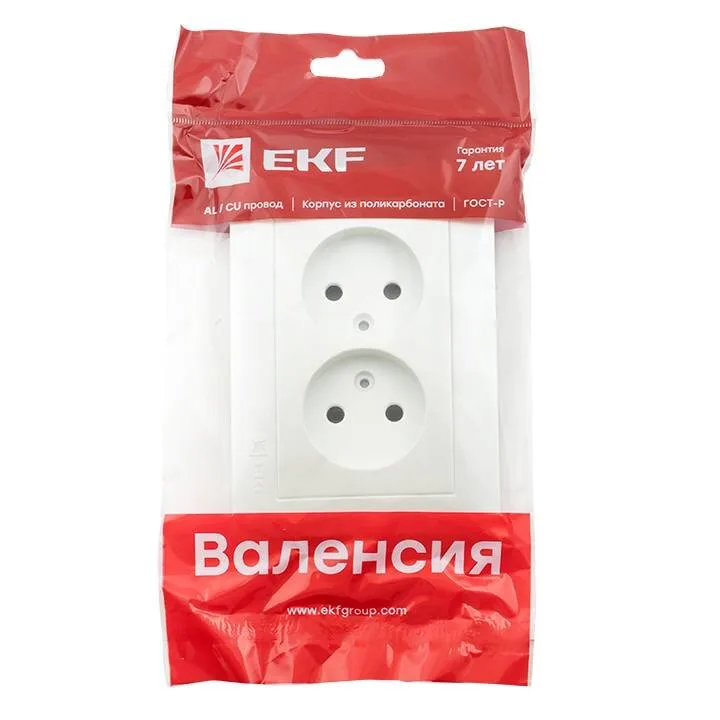 Валенсия лицевая панель розетка 2-местной б/з 10А жемчуг с защ. штор. EKF PROxima Валенсия лицевая панель розетка 2-местной б/з 10А жемчуг с защ. штор. EKF PROxima