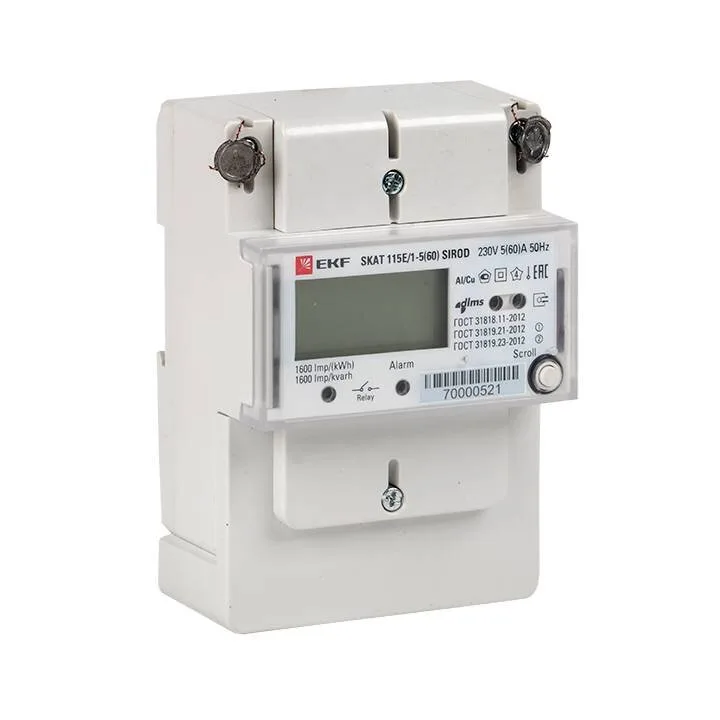 Счетчик электрической энергии однофазный многотарифный SKAT 115E/1-5(60) SIROD (встроенное реле) EKF 2т МСК+0